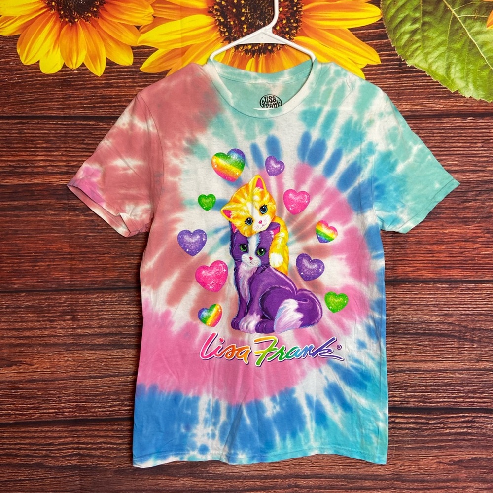 Lisa Frank Colorful kitten Tie dye shirt